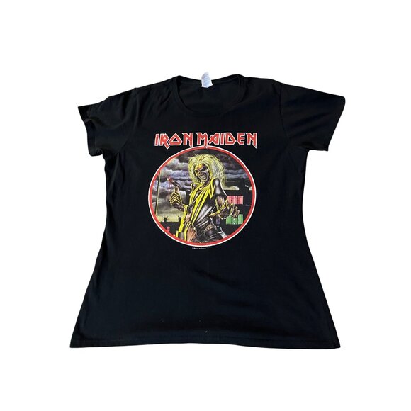 Iron Maiden T-Shirt Womens L 2019 Black Graphic Tee 100% Cotton Rock Band - Picture 12 of 12
